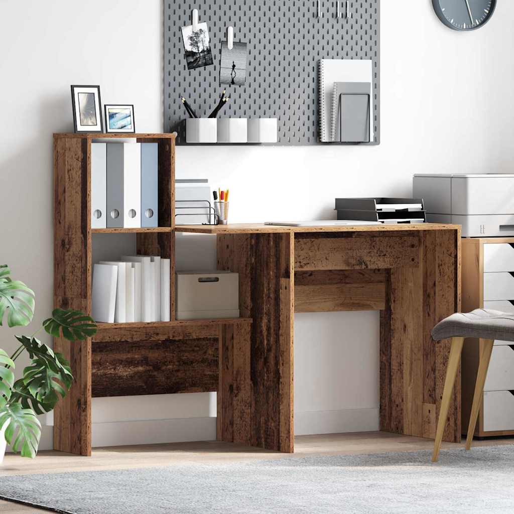 Bureau met plank Oud Hout 131,5 x 50 x 106,5 cm Bewerkt hout is nu te koop bij PeponiXL, paradijselijk wonen!