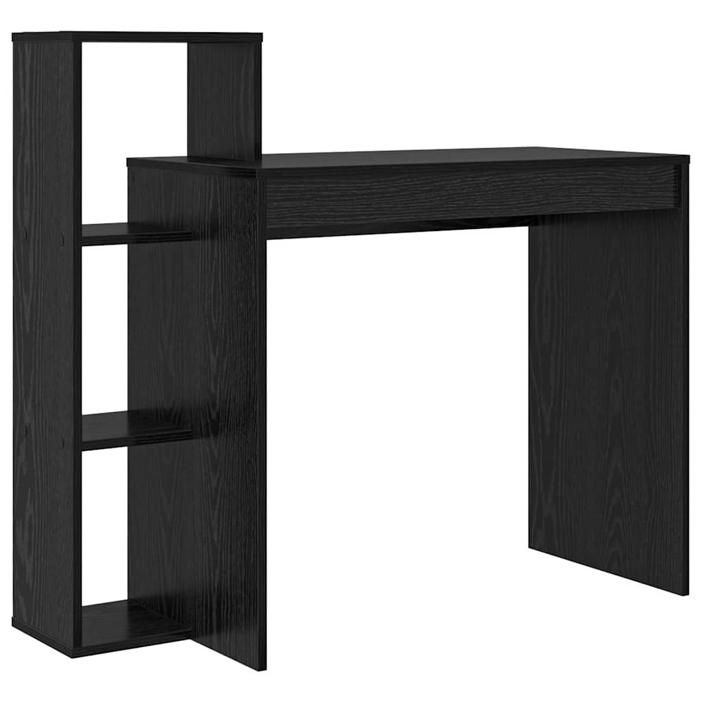 Bureau met plank Zwart Eiken 100 x 40 x 90 cm Bewerkt hout is nu te koop bij PeponiXL, paradijselijk wonen!