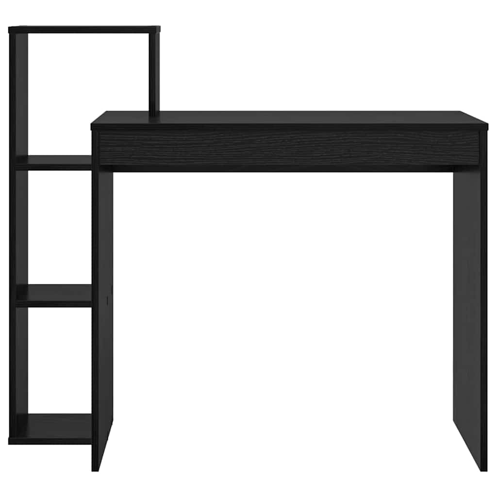Bureau met plank Zwart Eiken 100 x 40 x 90 cm Bewerkt hout is nu te koop bij PeponiXL, paradijselijk wonen!