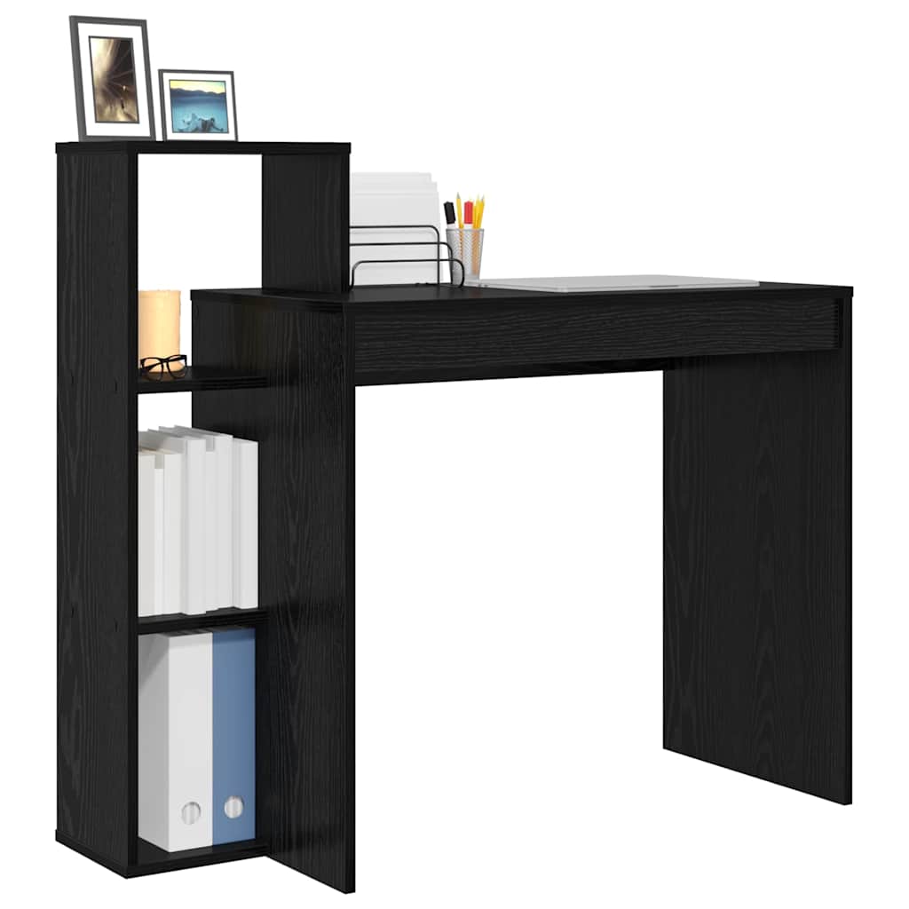 Bureau met plank Zwart Eiken 100 x 40 x 90 cm Bewerkt hout is nu te koop bij PeponiXL, paradijselijk wonen!