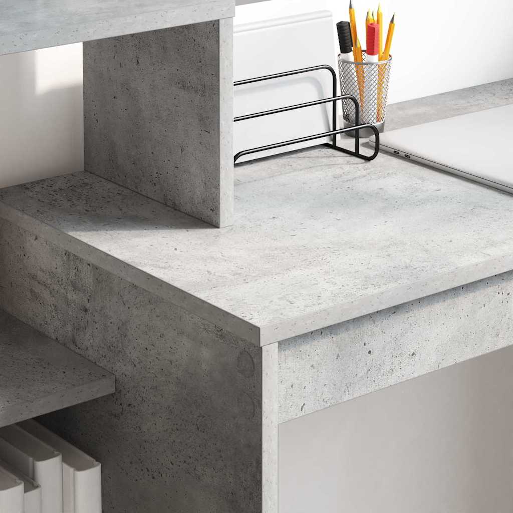 Bureau met plank Beton Grijs 100 x 40 x 90 cm Bewerkt hout is nu te koop bij PeponiXL, paradijselijk wonen!