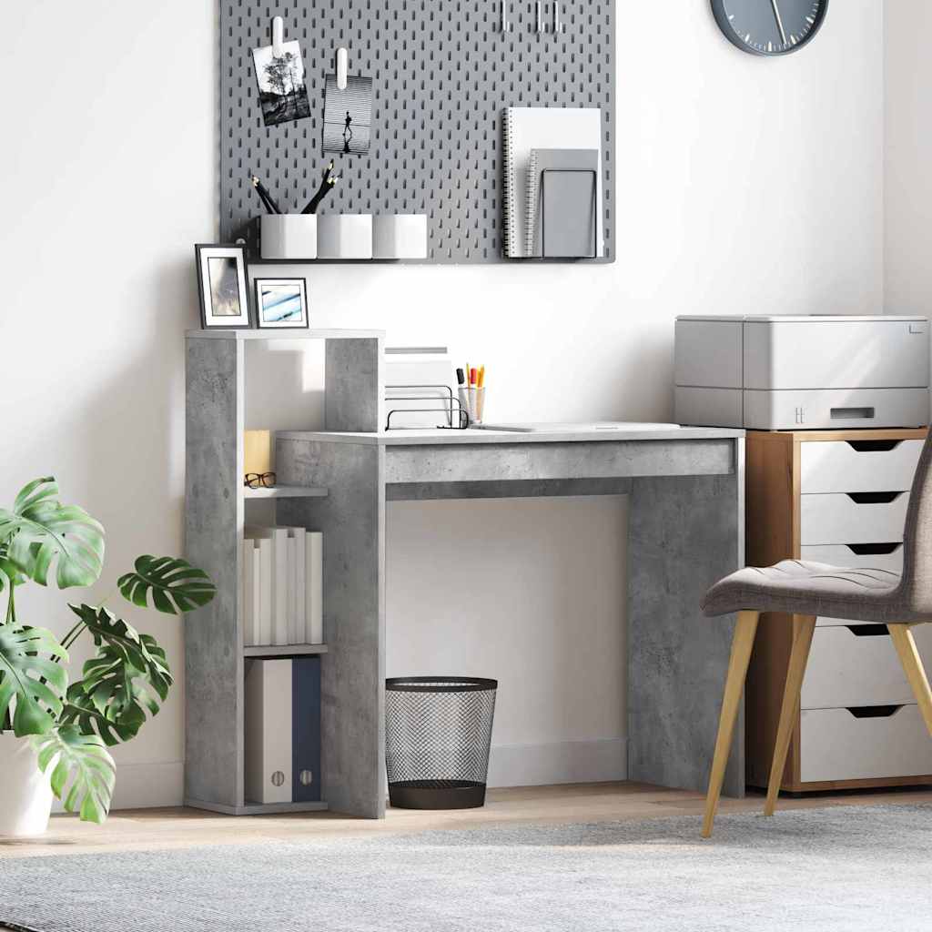 Bureau met plank Beton Grijs 100 x 40 x 90 cm Bewerkt hout is nu te koop bij PeponiXL, paradijselijk wonen!