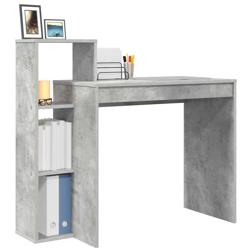 Bureau met plank Beton Grijs 100 x 40 x 90 cm Bewerkt hout is nu te koop bij PeponiXL, paradijselijk wonen!