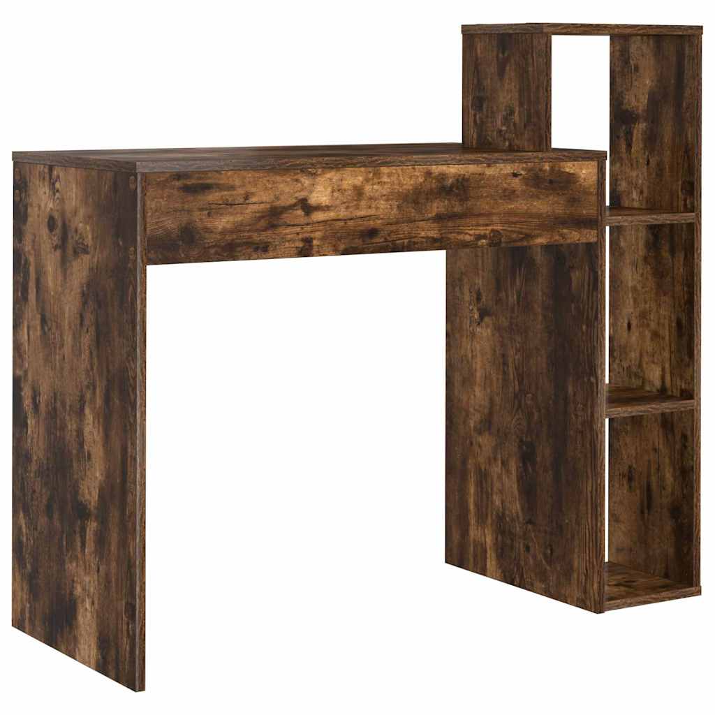 Bureau met plank Gerookt eiken 100 x 40 x 90 cm Bewerkt hout is nu te koop bij PeponiXL, paradijselijk wonen!
