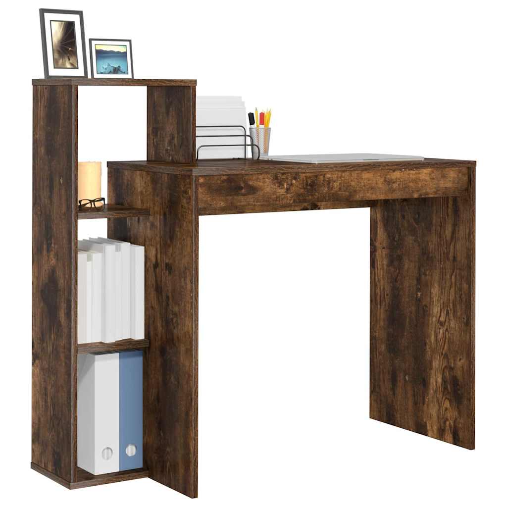 Bureau met plank Gerookt eiken 100 x 40 x 90 cm Bewerkt hout is nu te koop bij PeponiXL, paradijselijk wonen!