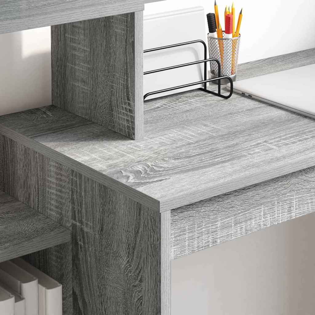 Bureau met plank Grijs Sonoma 100 x 40 x 90 cm Bewerkt hout is nu te koop bij PeponiXL, paradijselijk wonen!