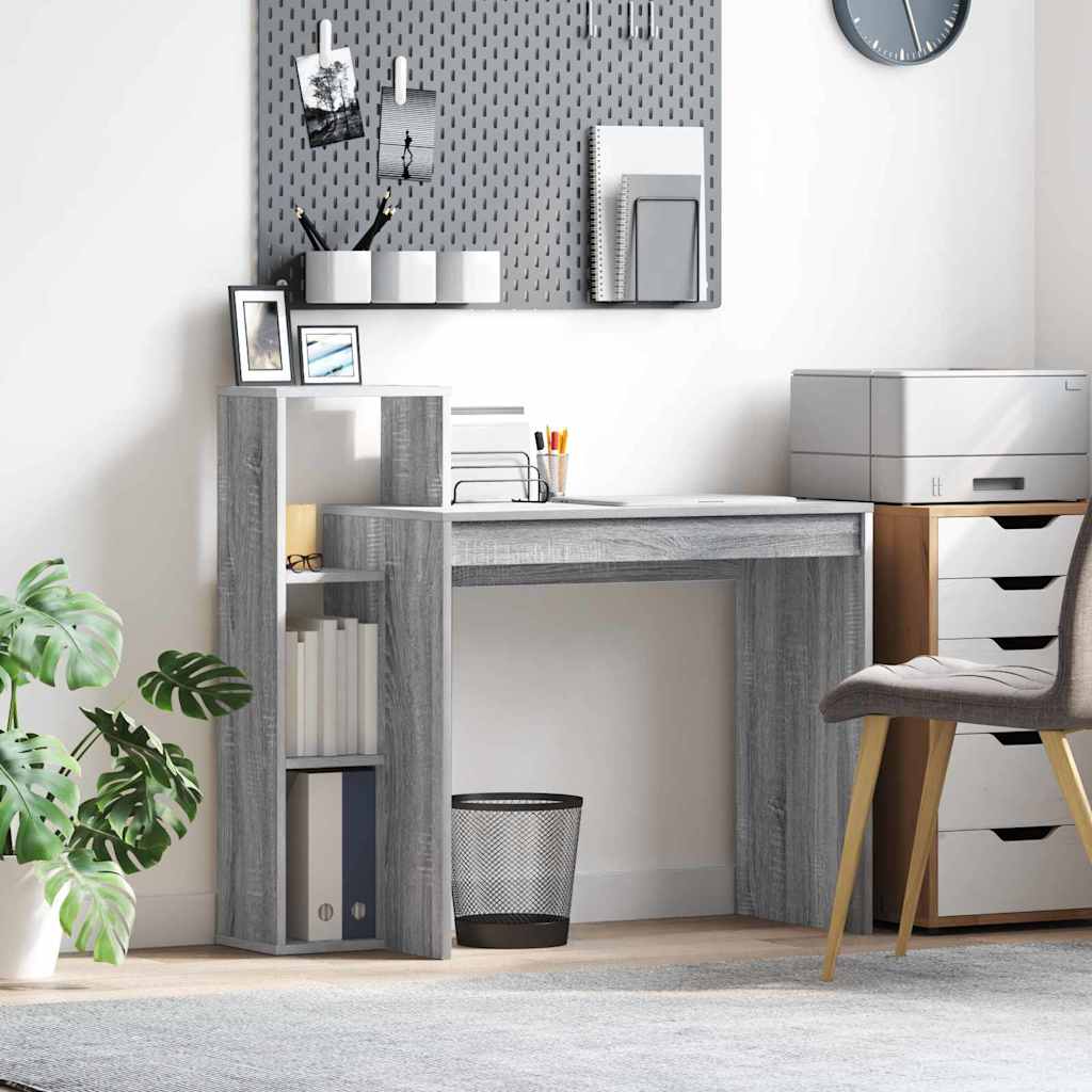 Bureau met plank Grijs Sonoma 100 x 40 x 90 cm Bewerkt hout is nu te koop bij PeponiXL, paradijselijk wonen!