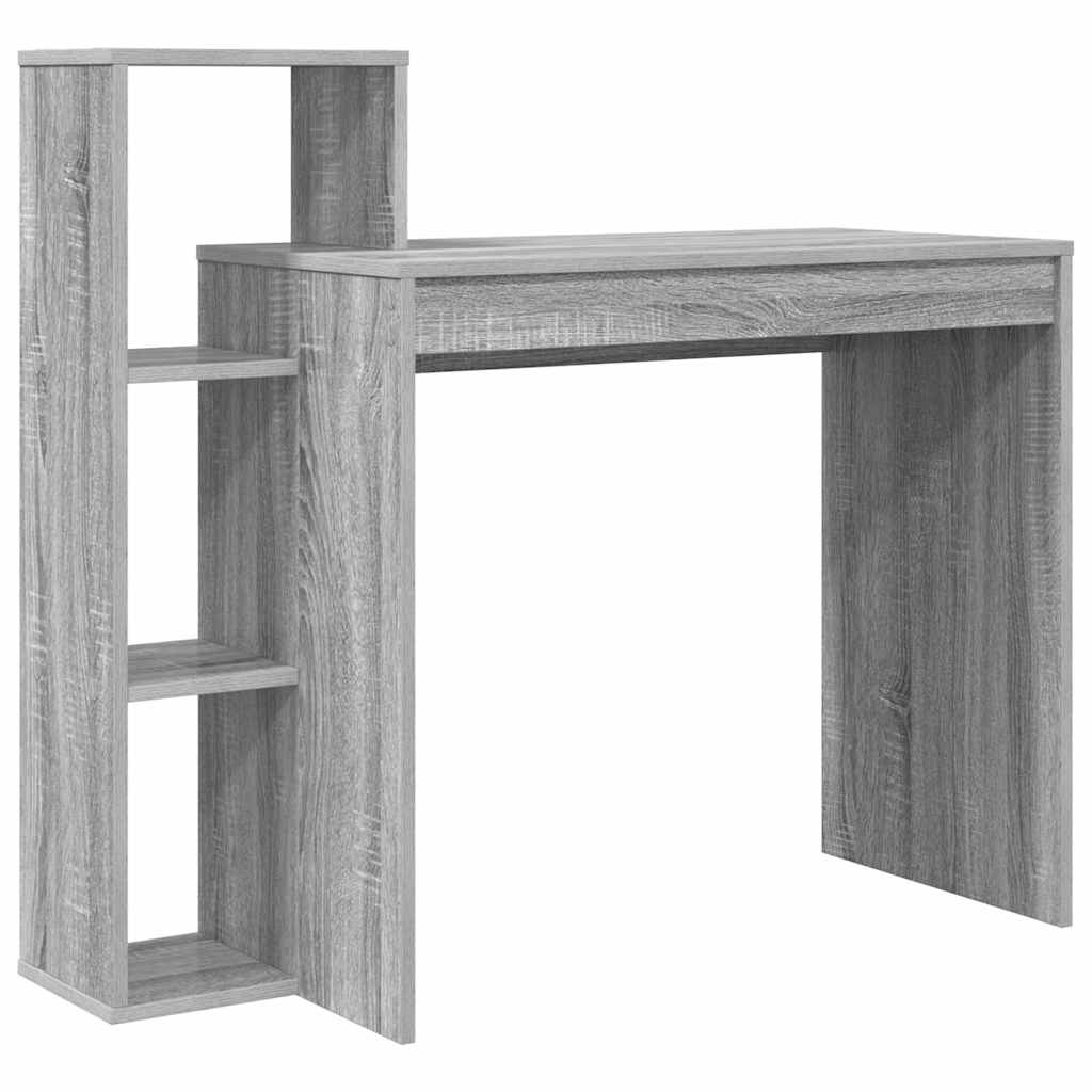 Bureau met plank Grijs Sonoma 100 x 40 x 90 cm Bewerkt hout is nu te koop bij PeponiXL, paradijselijk wonen!