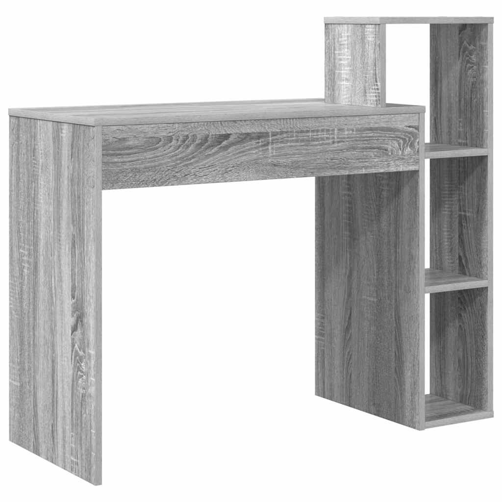 Bureau met plank Grijs Sonoma 100 x 40 x 90 cm Bewerkt hout is nu te koop bij PeponiXL, paradijselijk wonen!