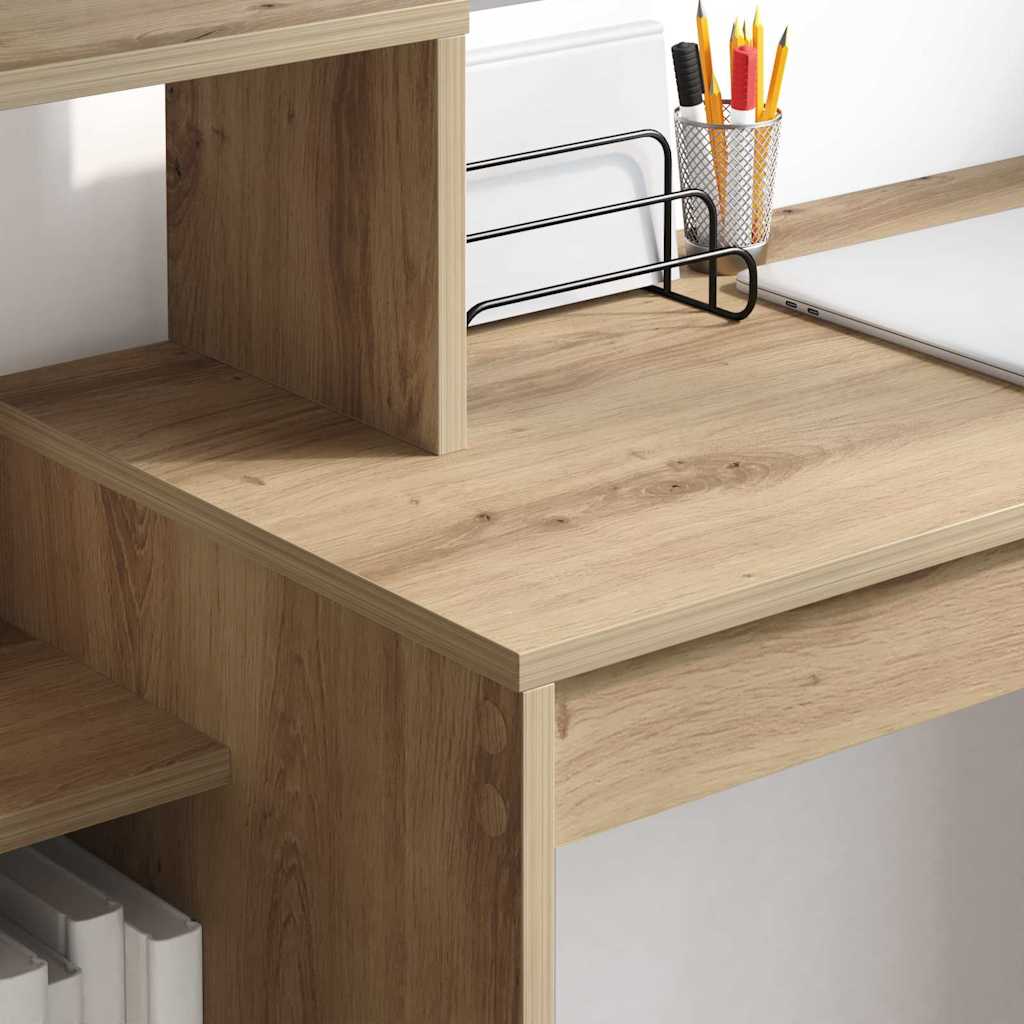 Bureau met plank Artisan Eiken 100 x 40 x 90 cm Bewerkt hout is nu te koop bij PeponiXL, paradijselijk wonen!