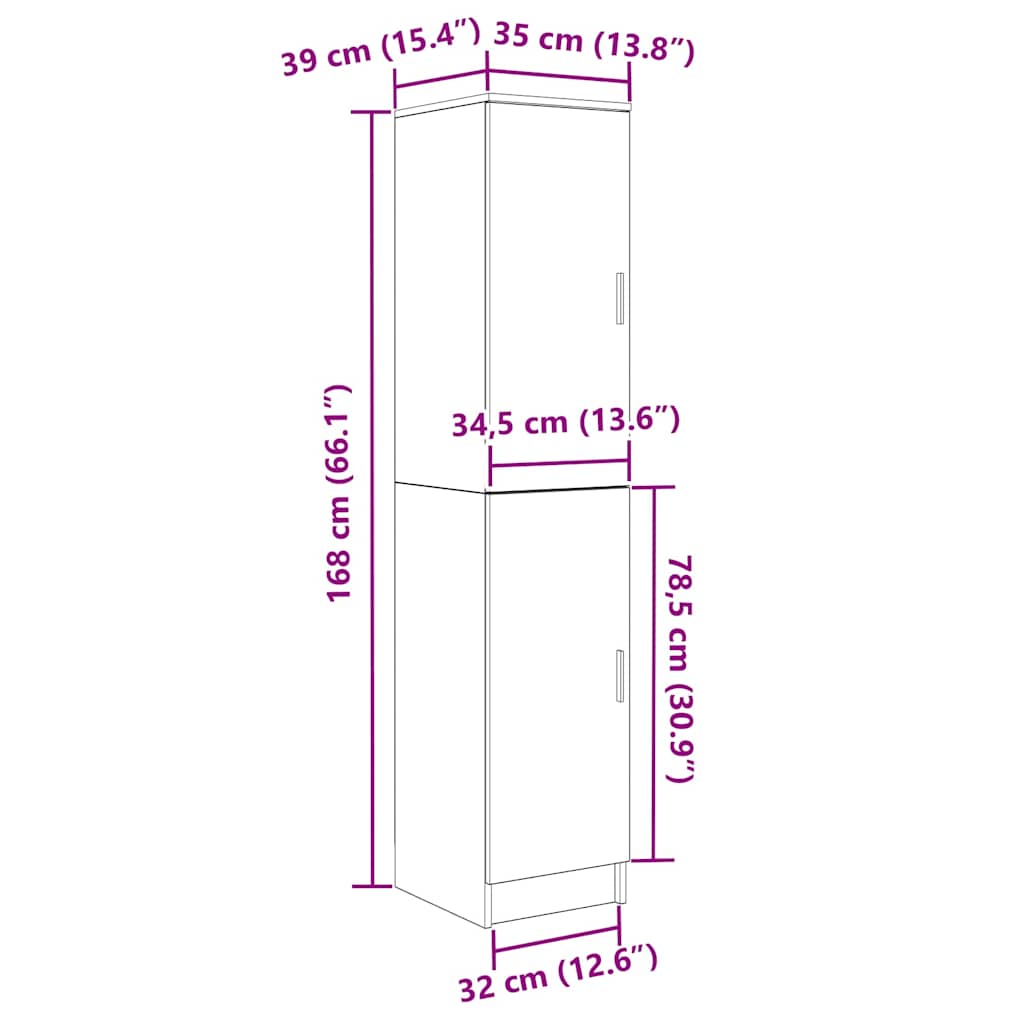 Hoge kast Gerookt eiken 35 x 39 x 168 cm is nu te koop bij PeponiXL, paradijselijk wonen!