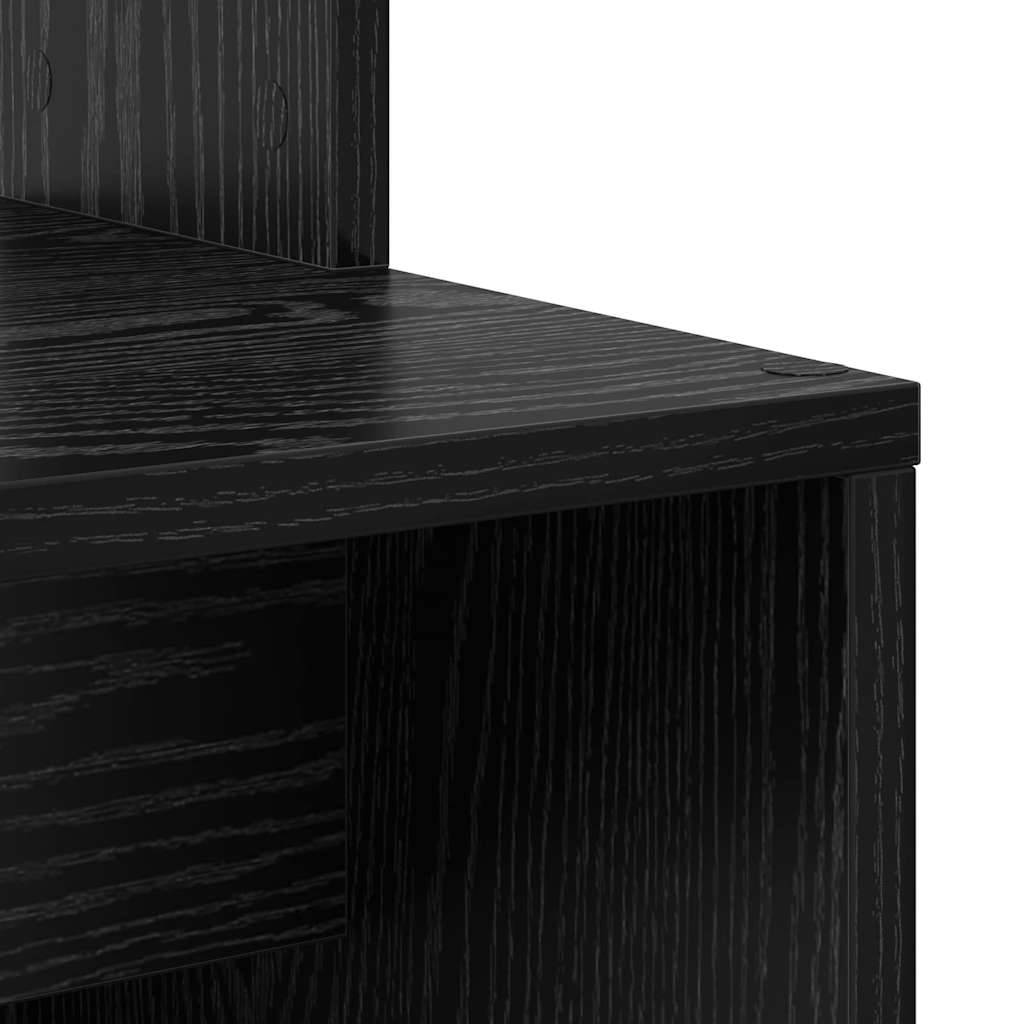 Bureau met plank Zwart Eiken 78,5 x 37 x 154,5 cm Bewerkt hout is nu te koop bij PeponiXL, paradijselijk wonen!