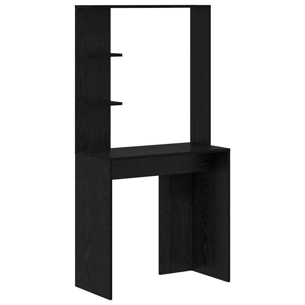 Bureau met plank Zwart Eiken 78,5 x 37 x 154,5 cm Bewerkt hout is nu te koop bij PeponiXL, paradijselijk wonen!
