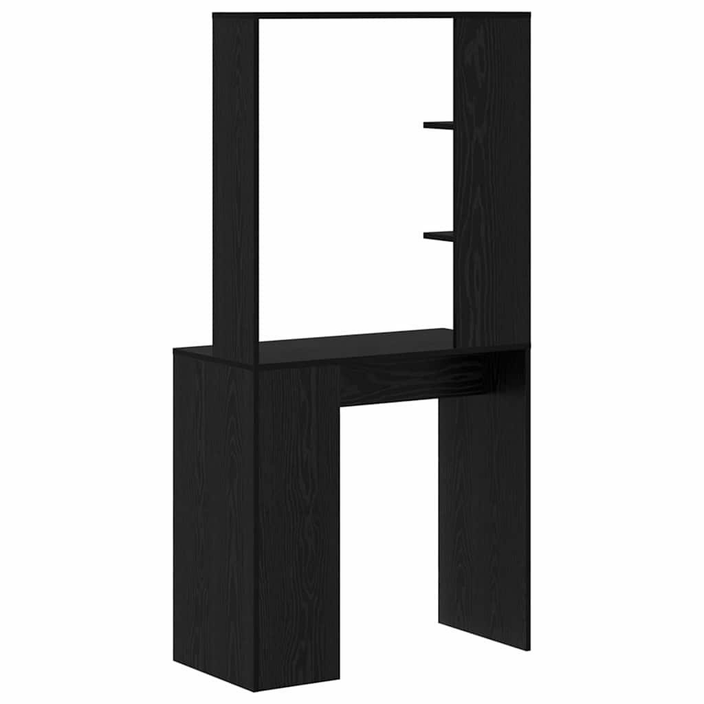 Bureau met plank Zwart Eiken 78,5 x 37 x 154,5 cm Bewerkt hout is nu te koop bij PeponiXL, paradijselijk wonen!