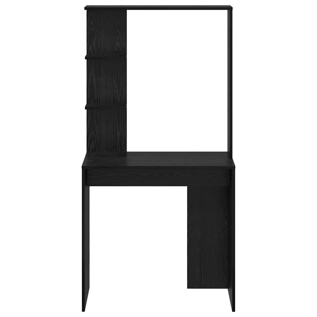 Bureau met plank Zwart Eiken 78,5 x 37 x 154,5 cm Bewerkt hout is nu te koop bij PeponiXL, paradijselijk wonen!