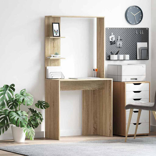 Bureau met plank Sonoma Eiken 78,5 x 37 x 154,5 cm Bewerkt hout is nu te koop bij PeponiXL, paradijselijk wonen!