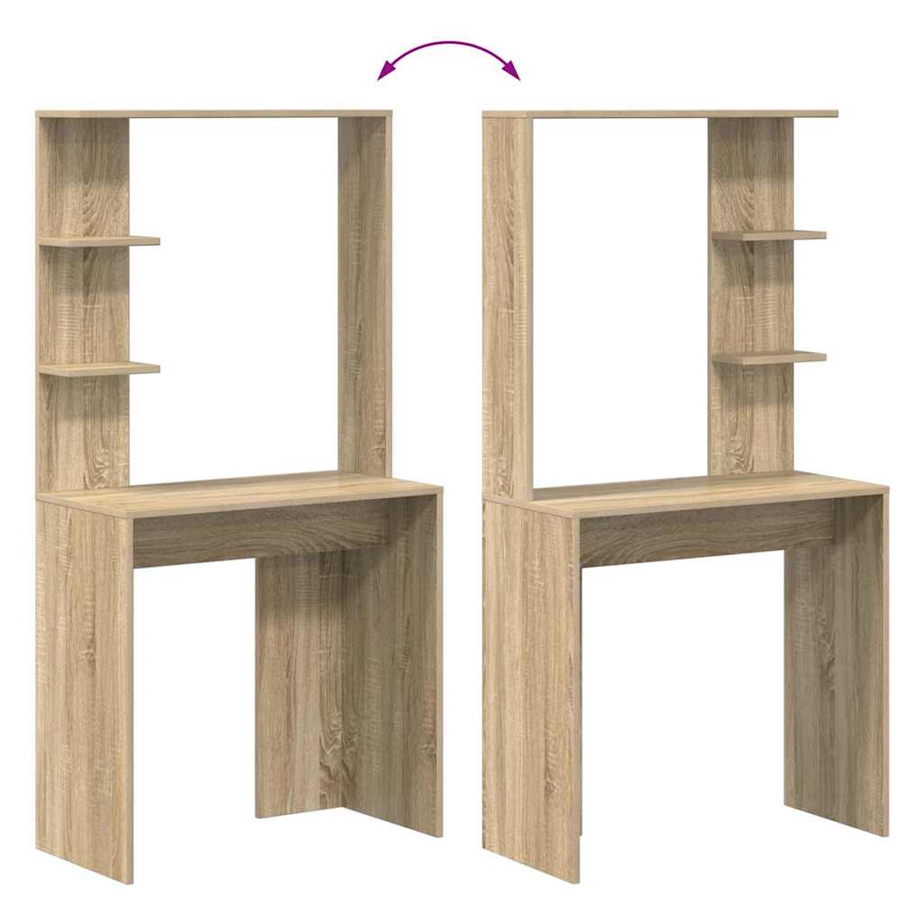 Bureau met plank Sonoma Eiken 78,5 x 37 x 154,5 cm Bewerkt hout is nu te koop bij PeponiXL, paradijselijk wonen!