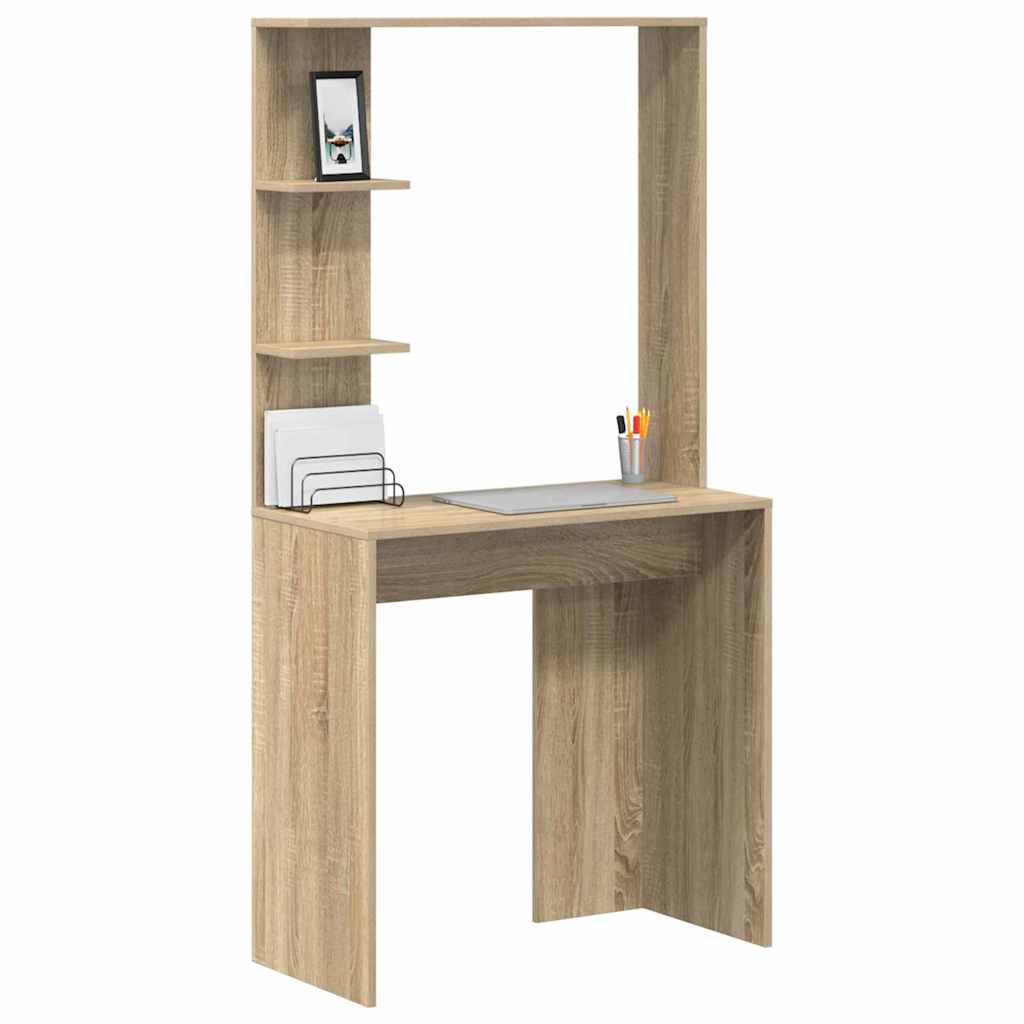 Bureau met plank Sonoma Eiken 78,5 x 37 x 154,5 cm Bewerkt hout is nu te koop bij PeponiXL, paradijselijk wonen!