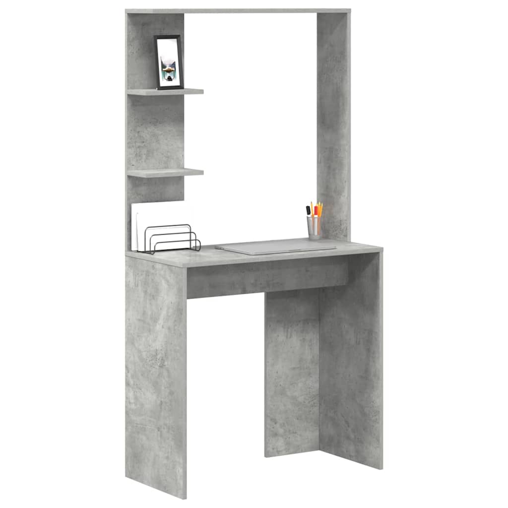 Bureau met plank Beton Grijs 78,5 x 37 x 154,5 cm Bewerkt hout is nu te koop bij PeponiXL, paradijselijk wonen!