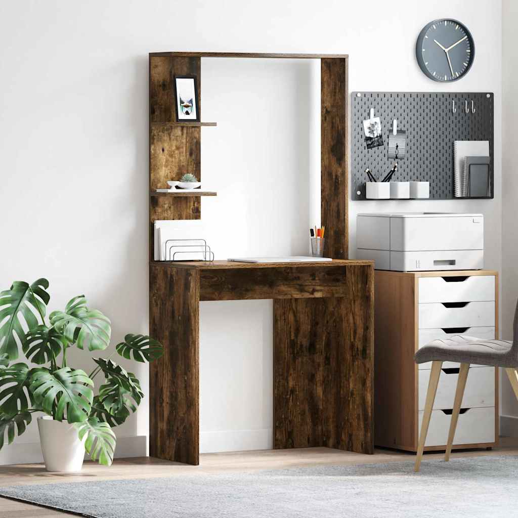 Bureau Gerookt eiken 78,5 x 37 x 154,5 cm Bewerkt hout is nu te koop bij PeponiXL, paradijselijk wonen!