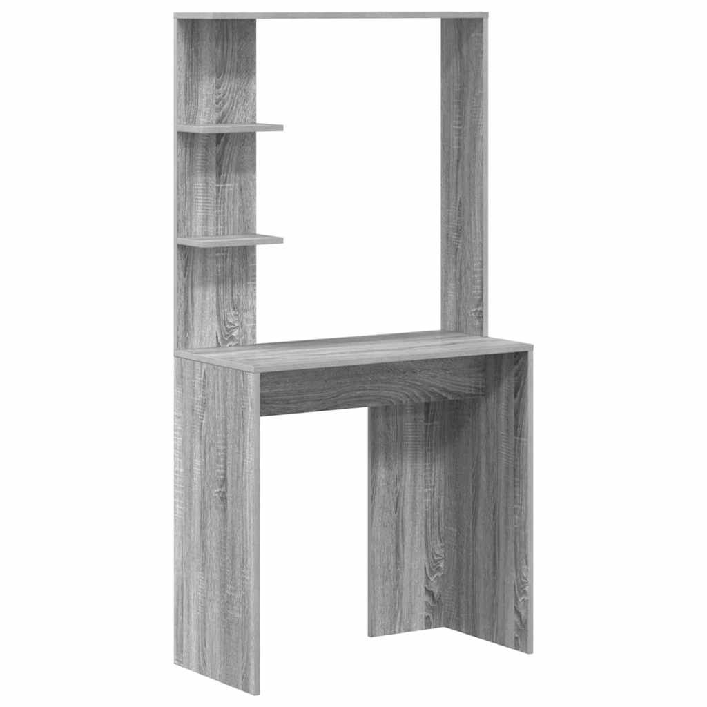 Bureau met plank Grijs Sonoma 78,5 x 37 x 154,5 cm Bewerkt hout is nu te koop bij PeponiXL, paradijselijk wonen!