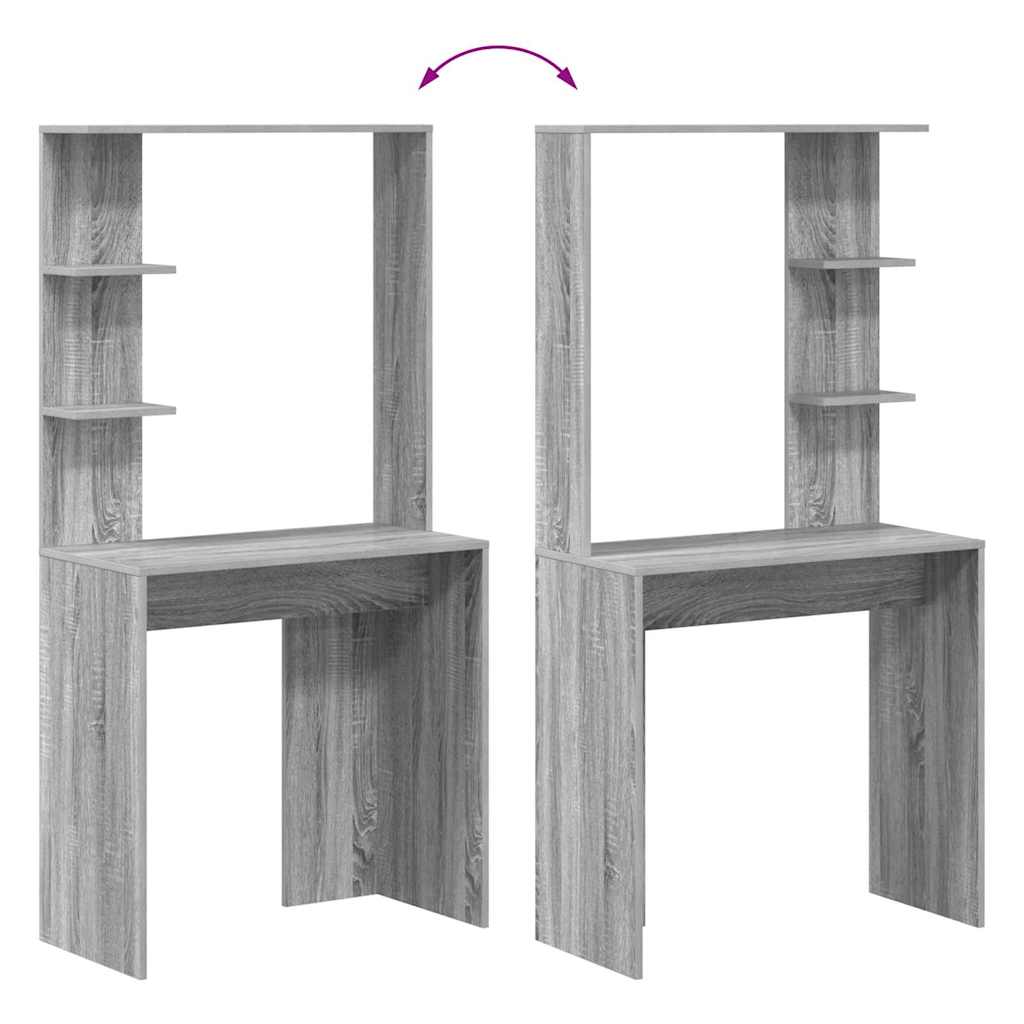 Bureau met plank Grijs Sonoma 78,5 x 37 x 154,5 cm Bewerkt hout is nu te koop bij PeponiXL, paradijselijk wonen!