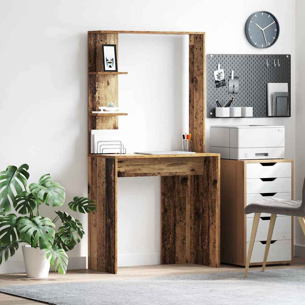 Bureau met plank Oud Hout 78,5 x 37 x 154,5 cm Bewerkt hout is nu te koop bij PeponiXL, paradijselijk wonen!
