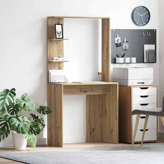 Bureau Artisan Eiken 78,5 x 37 x 154,5 cm Bewerkt hout is nu te koop bij PeponiXL, paradijselijk wonen!