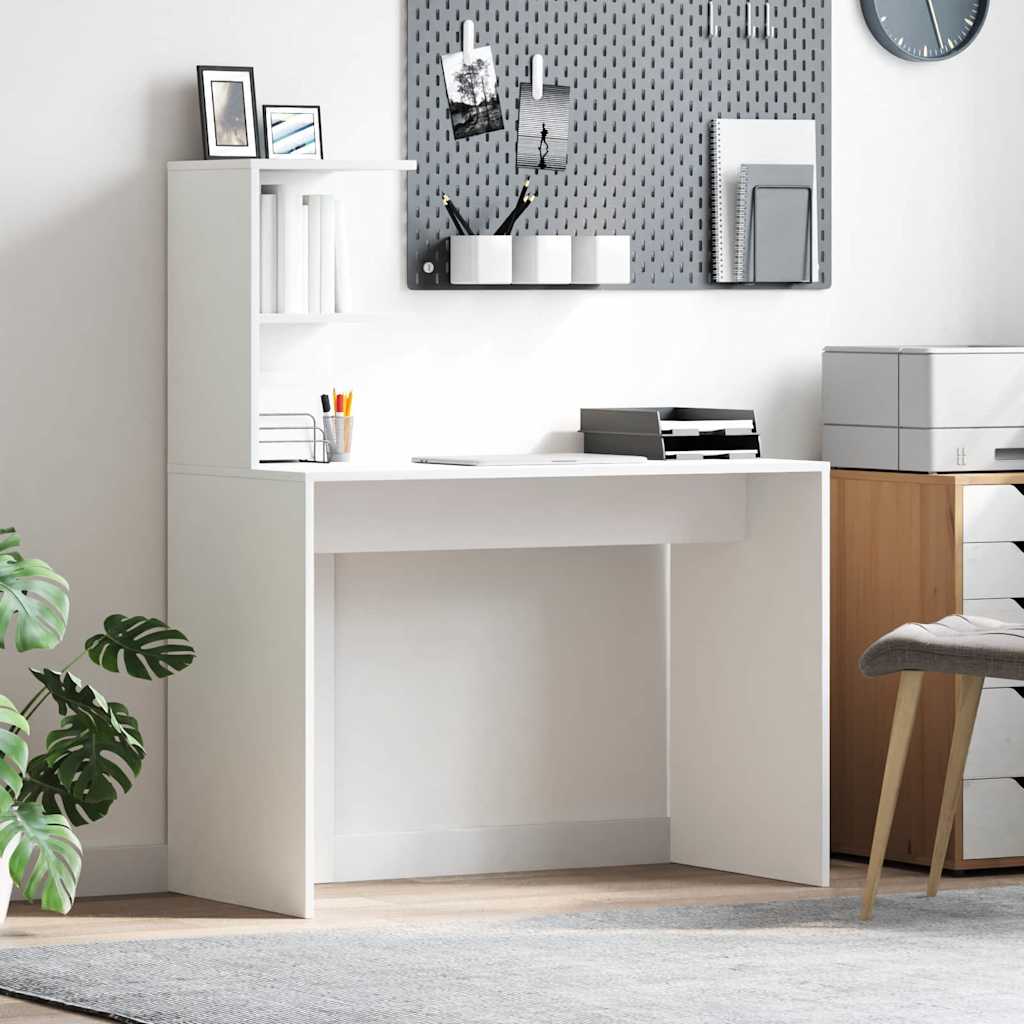 Bureau met plank met opslag Wit 102 x 50 x 124 cm Bewerkt hout is nu te koop bij PeponiXL, paradijselijk wonen!