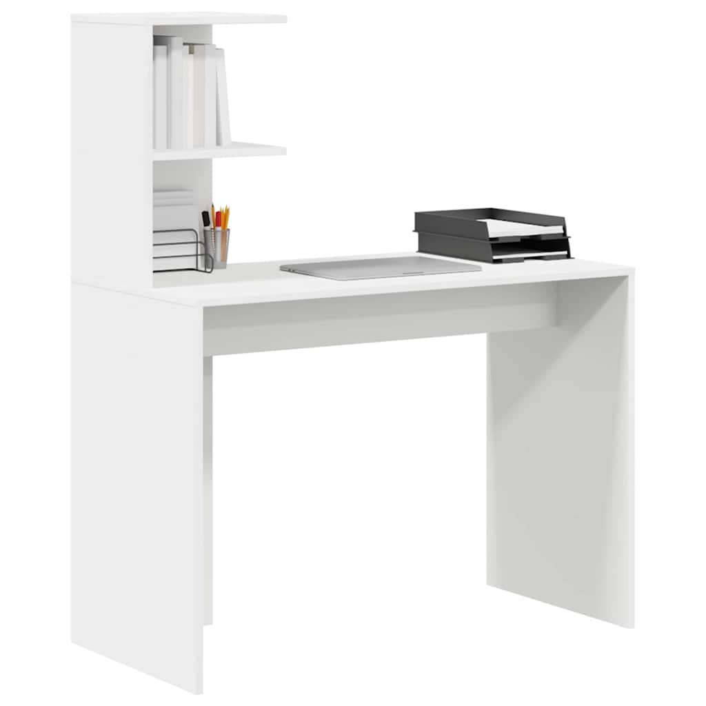 Bureau met plank met opslag Wit 102 x 50 x 124 cm Bewerkt hout is nu te koop bij PeponiXL, paradijselijk wonen!