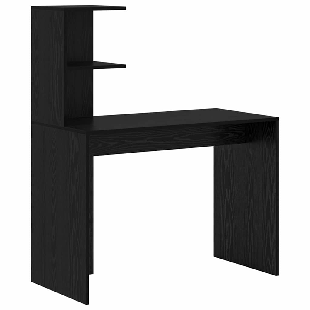 Bureau met plank Zwart Eiken 102 x 50 x 124 cm Bewerkt hout is nu te koop bij PeponiXL, paradijselijk wonen!