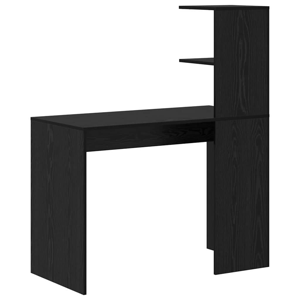 Bureau met plank Zwart Eiken 102 x 50 x 124 cm Bewerkt hout is nu te koop bij PeponiXL, paradijselijk wonen!