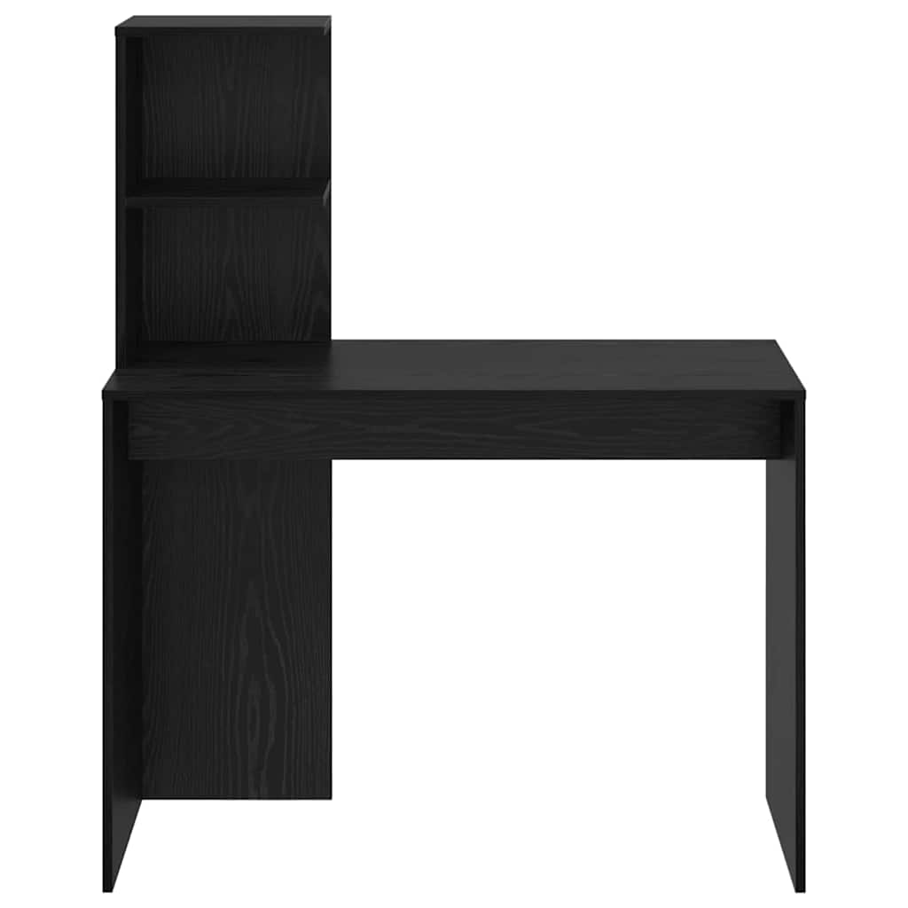 Bureau met plank Zwart Eiken 102 x 50 x 124 cm Bewerkt hout is nu te koop bij PeponiXL, paradijselijk wonen!