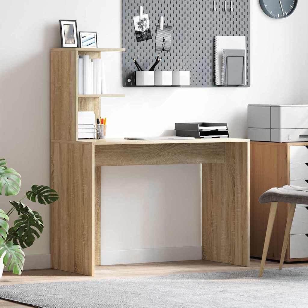 Bureau met plank Sonoma eiken 102 x 50 x 124 cm Bewerkt hout is nu te koop bij PeponiXL, paradijselijk wonen!