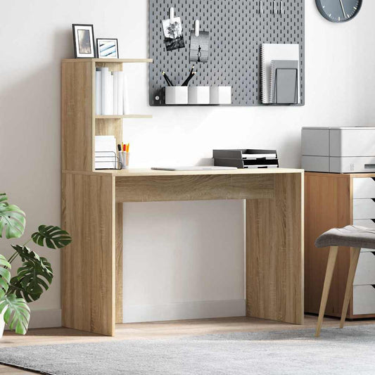 Bureau met plank Sonoma eiken 102 x 50 x 124 cm Bewerkt hout is nu te koop bij PeponiXL, paradijselijk wonen!