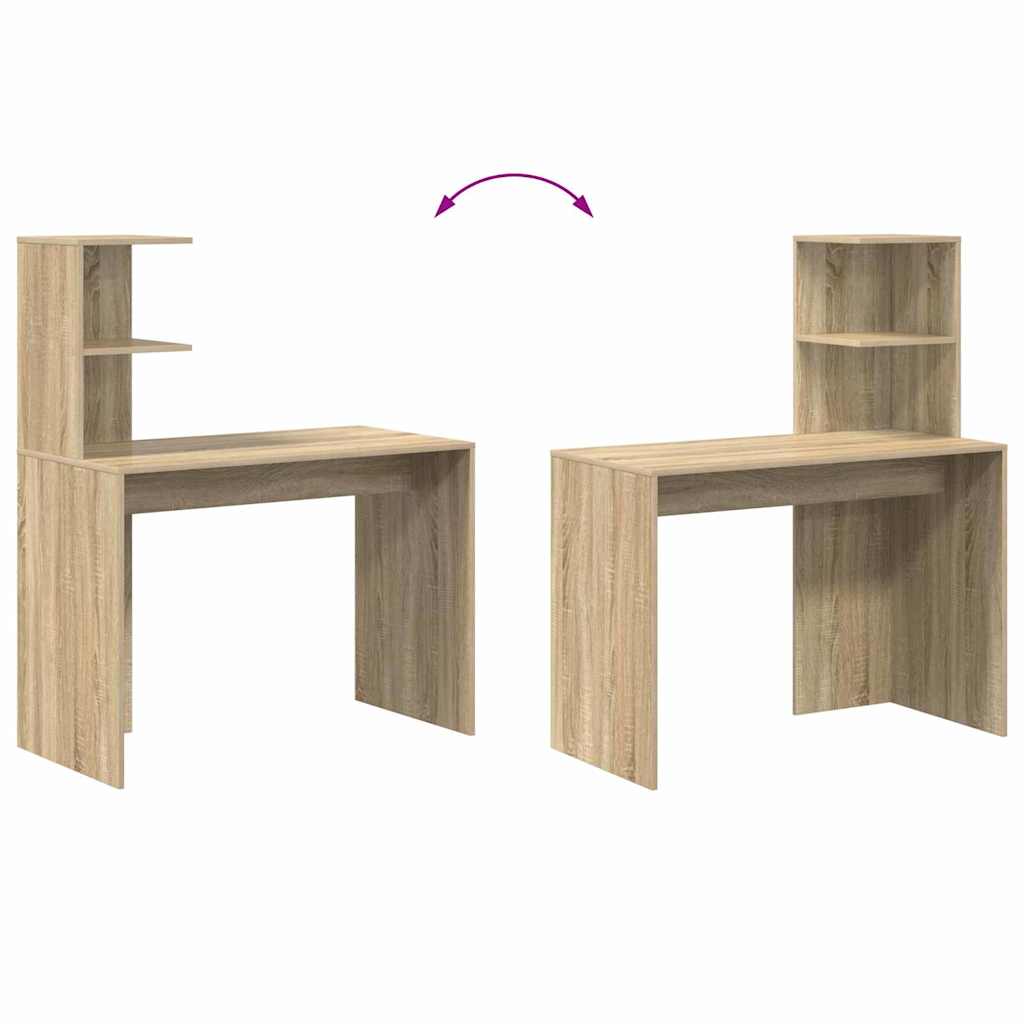 Bureau met plank Sonoma eiken 102 x 50 x 124 cm Bewerkt hout is nu te koop bij PeponiXL, paradijselijk wonen!
