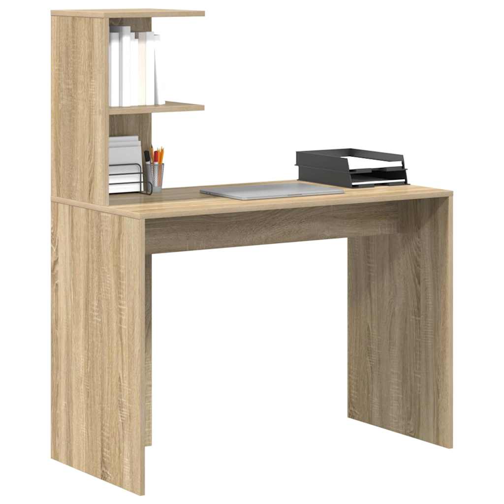 Bureau met plank Sonoma eiken 102 x 50 x 124 cm Bewerkt hout is nu te koop bij PeponiXL, paradijselijk wonen!