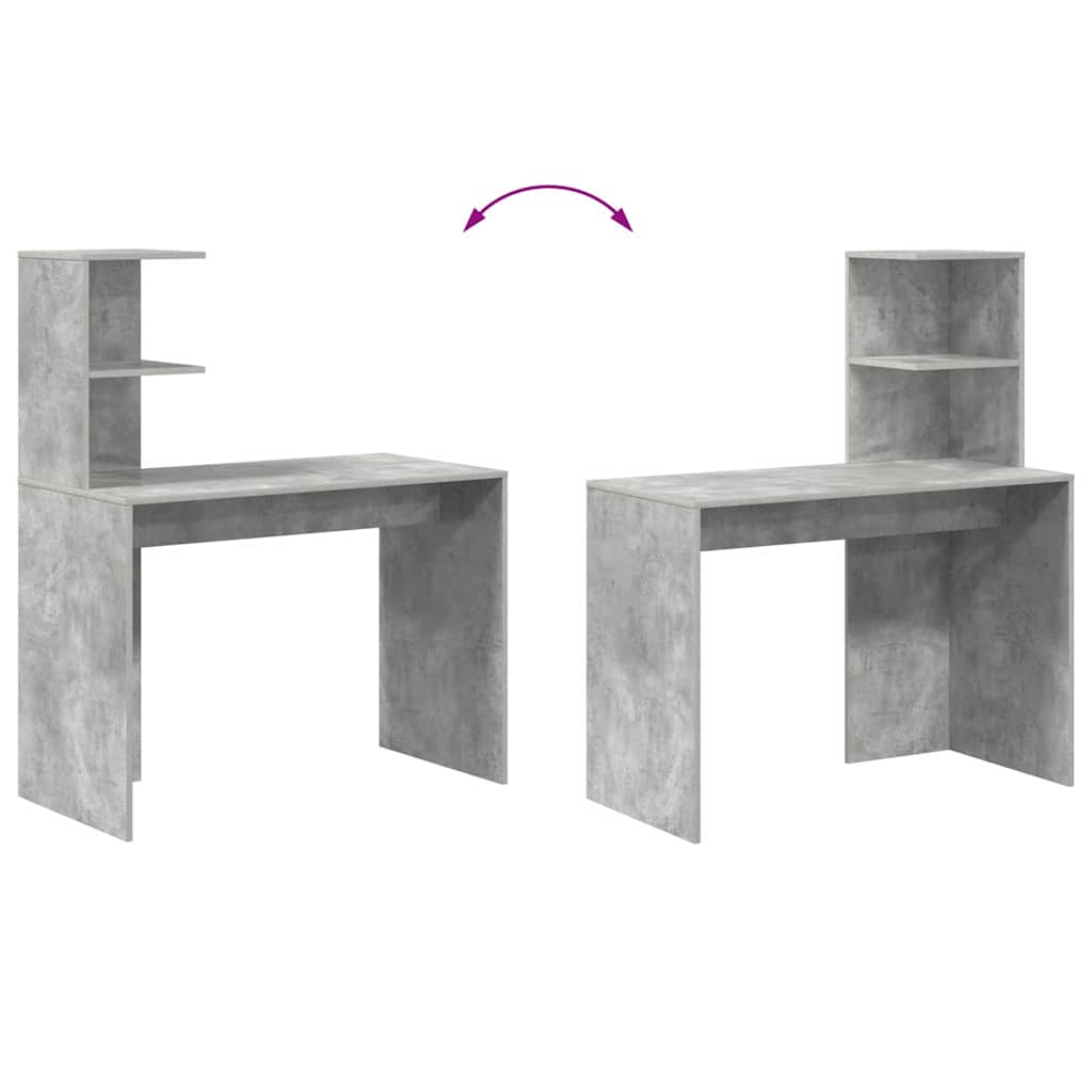 Bureau met plank Beton Grijs 102 x 50 x 124 cm Bewerkt hout is nu te koop bij PeponiXL, paradijselijk wonen!