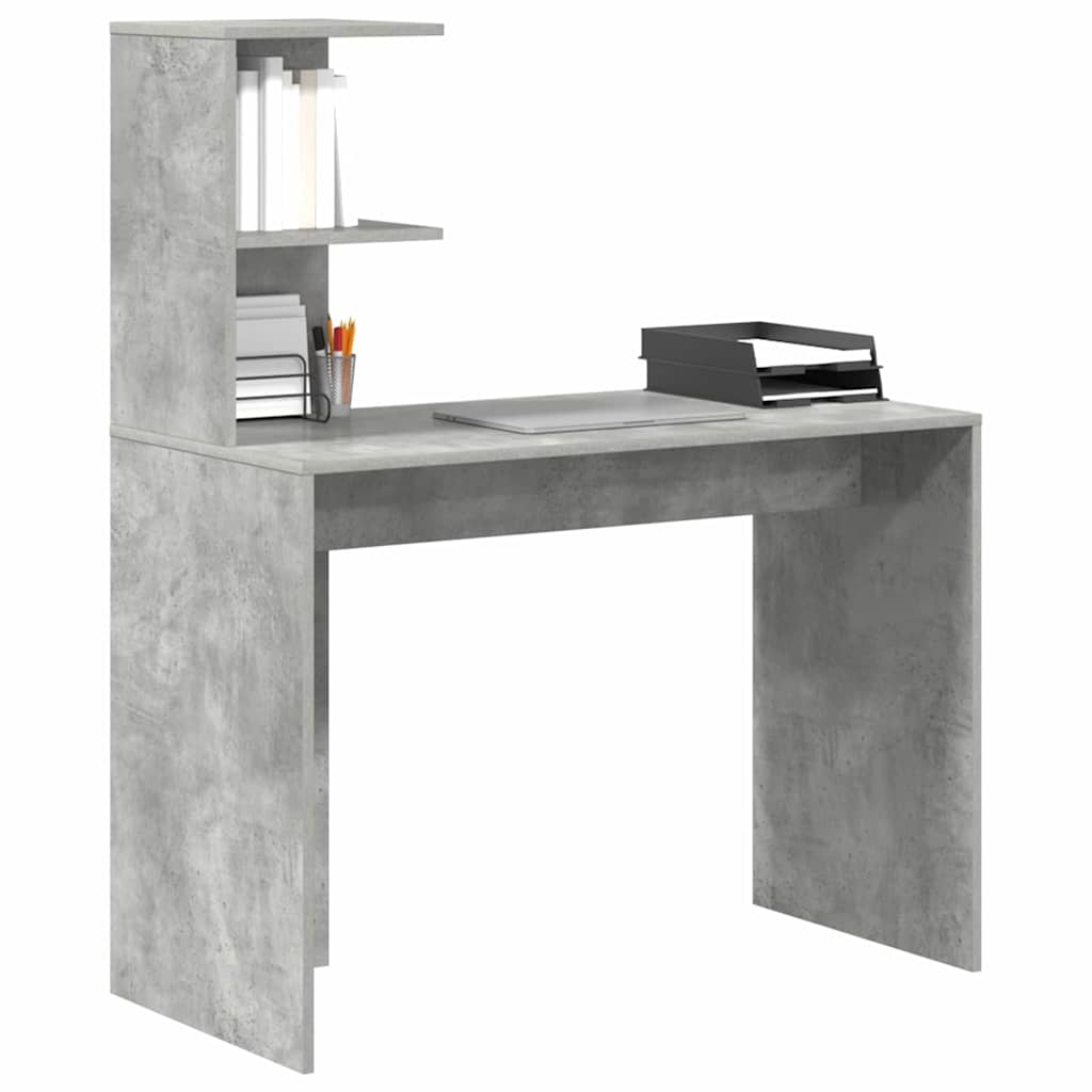 Bureau met plank Beton Grijs 102 x 50 x 124 cm Bewerkt hout is nu te koop bij PeponiXL, paradijselijk wonen!