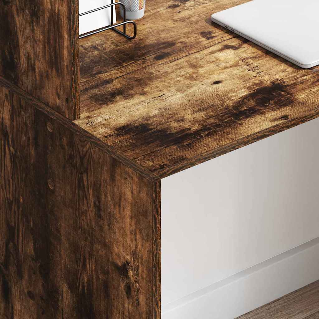 Bureau met plank Gerookt eiken 102 x 50 x 124 cm Bewerkt hout is nu te koop bij PeponiXL, paradijselijk wonen!