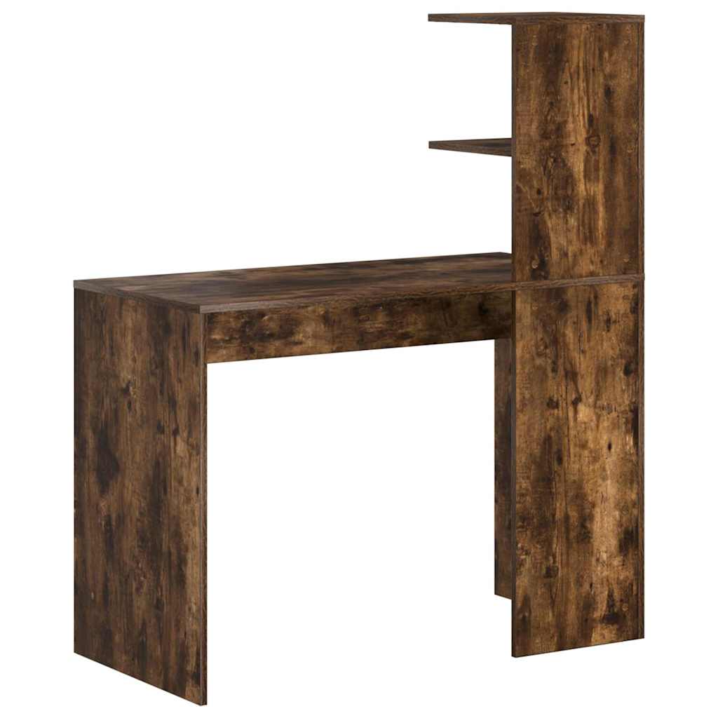 Bureau met plank Gerookt eiken 102 x 50 x 124 cm Bewerkt hout is nu te koop bij PeponiXL, paradijselijk wonen!