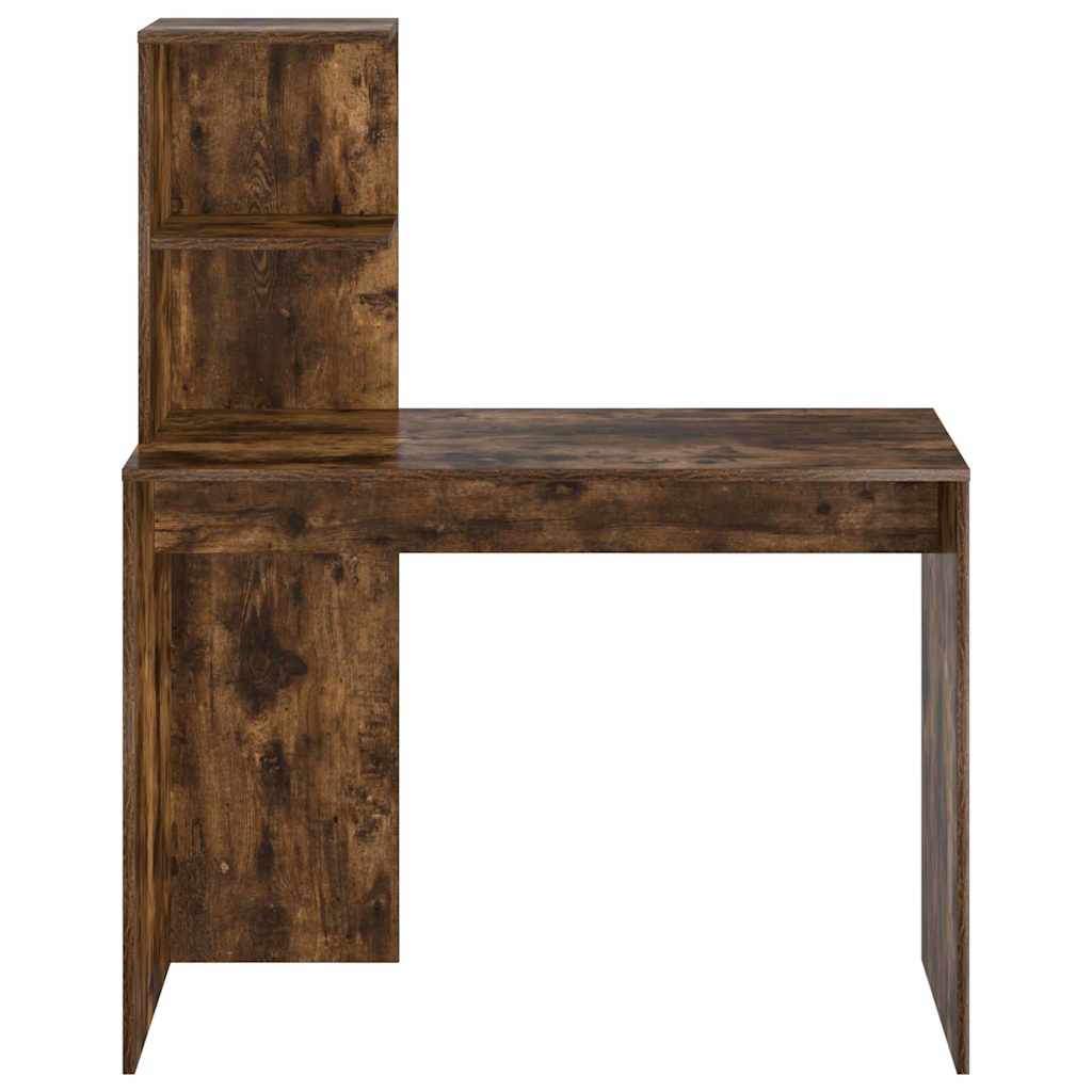 Bureau met plank Gerookt eiken 102 x 50 x 124 cm Bewerkt hout is nu te koop bij PeponiXL, paradijselijk wonen!
