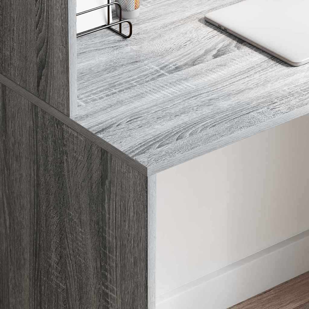 Bureau met plank Grijs Sonoma 102 x 50 x 124 cm Bewerkt hout is nu te koop bij PeponiXL, paradijselijk wonen!