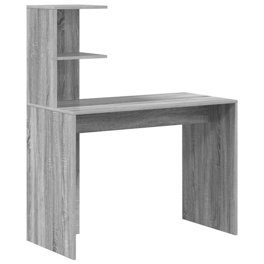 Bureau met plank Grijs Sonoma 102 x 50 x 124 cm Bewerkt hout is nu te koop bij PeponiXL, paradijselijk wonen!