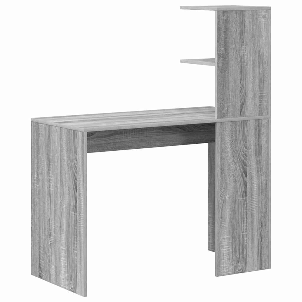 Bureau met plank Grijs Sonoma 102 x 50 x 124 cm Bewerkt hout is nu te koop bij PeponiXL, paradijselijk wonen!