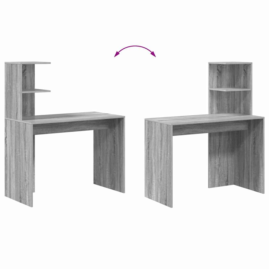 Bureau met plank Grijs Sonoma 102 x 50 x 124 cm Bewerkt hout is nu te koop bij PeponiXL, paradijselijk wonen!