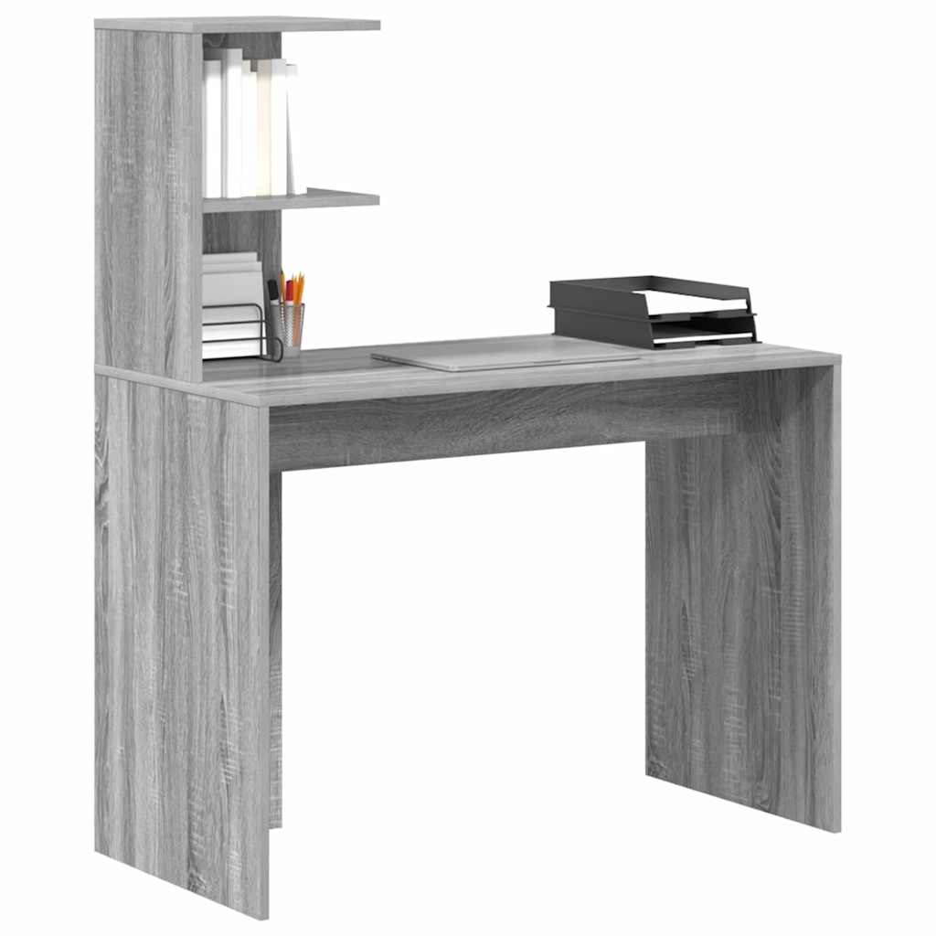 Bureau met plank Grijs Sonoma 102 x 50 x 124 cm Bewerkt hout is nu te koop bij PeponiXL, paradijselijk wonen!