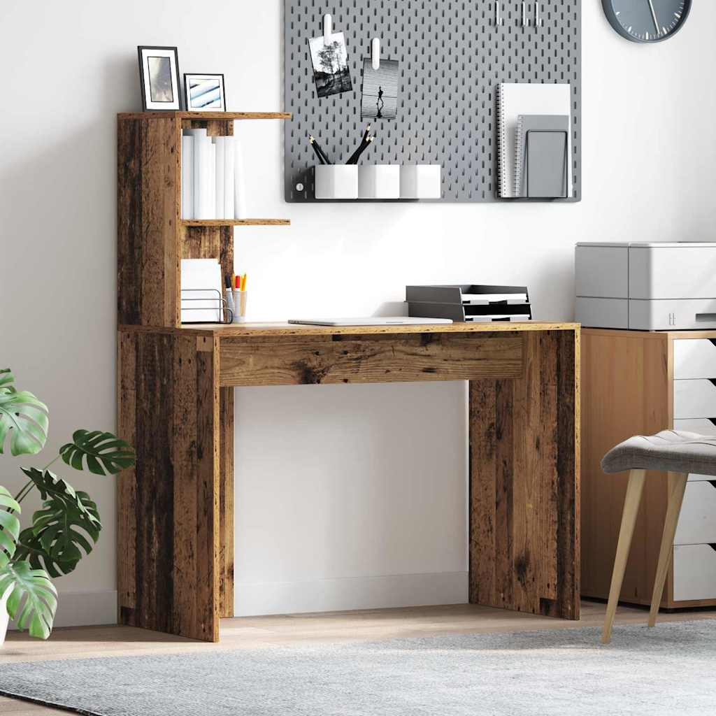 Bureau met plank Oud Hout 102 x 50 x 124 cm Bewerkt hout is nu te koop bij PeponiXL, paradijselijk wonen!