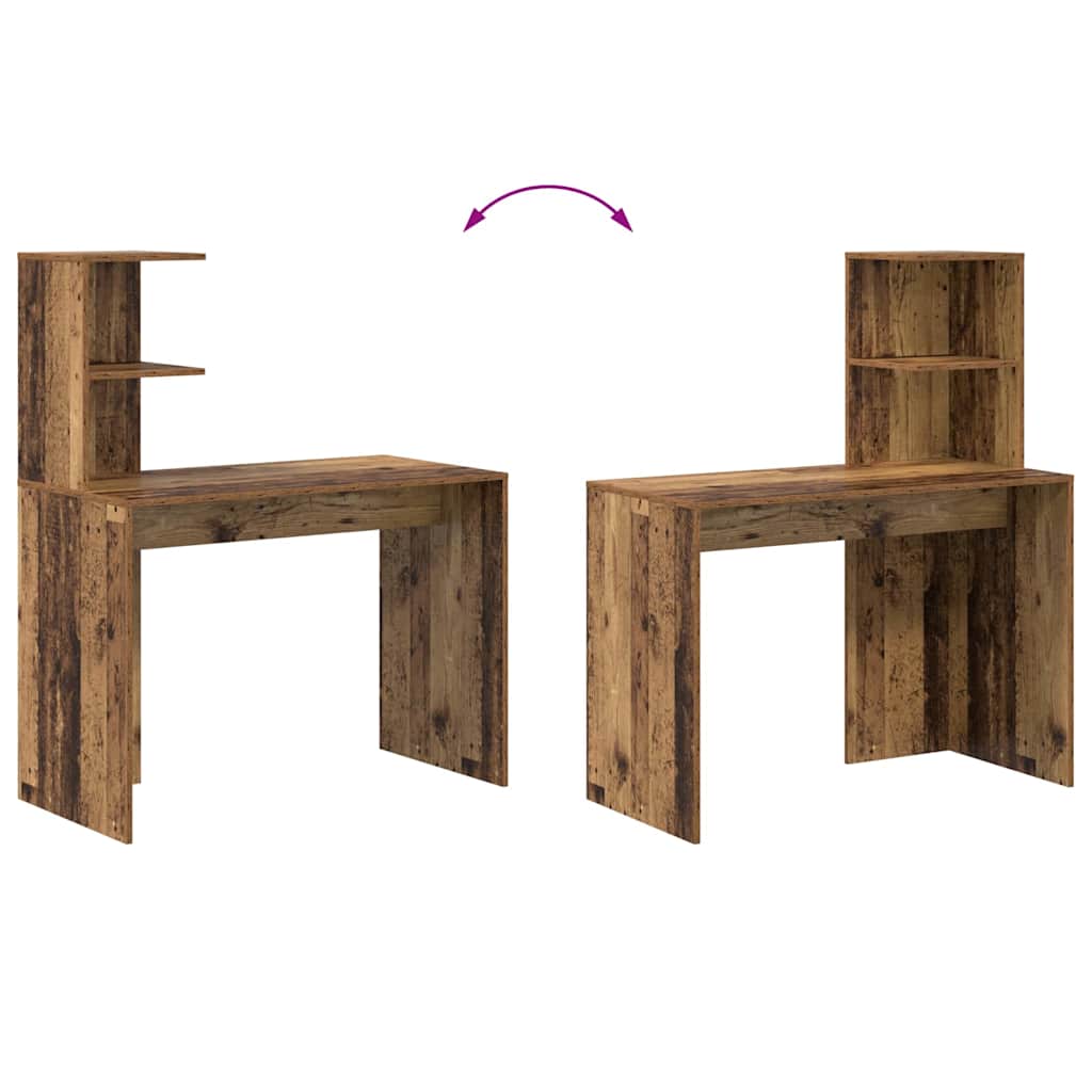 Bureau met plank Oud Hout 102 x 50 x 124 cm Bewerkt hout is nu te koop bij PeponiXL, paradijselijk wonen!