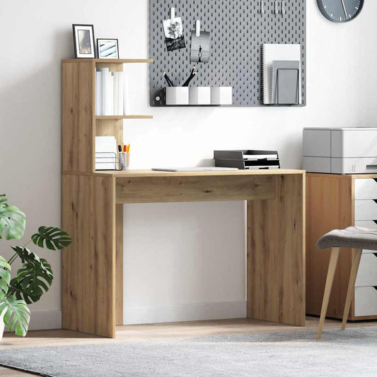 Bureau met plank Artisan Eiken 102 x 50 x 124 cm Bewerkt hout is nu te koop bij PeponiXL, paradijselijk wonen!